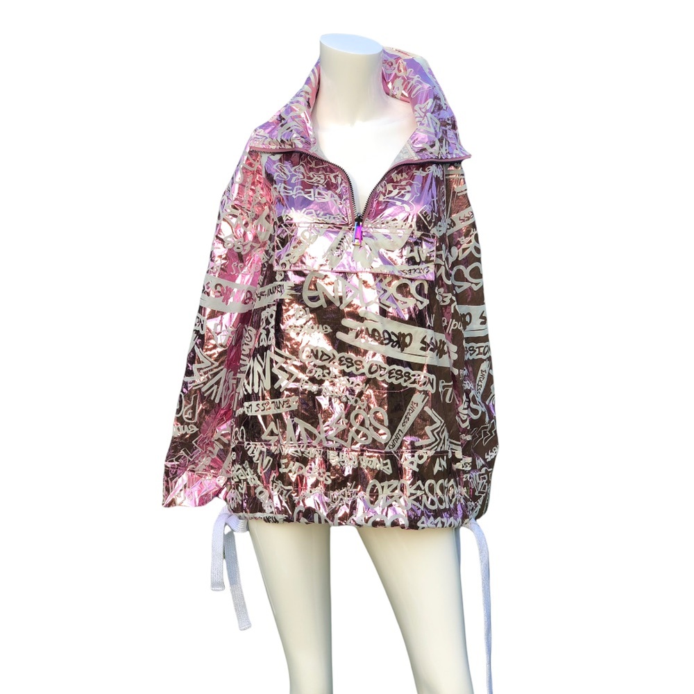 JOCELYN NY Graffiti Windreaker Metallic Purple 90s Y2K Retro NWT Revolve